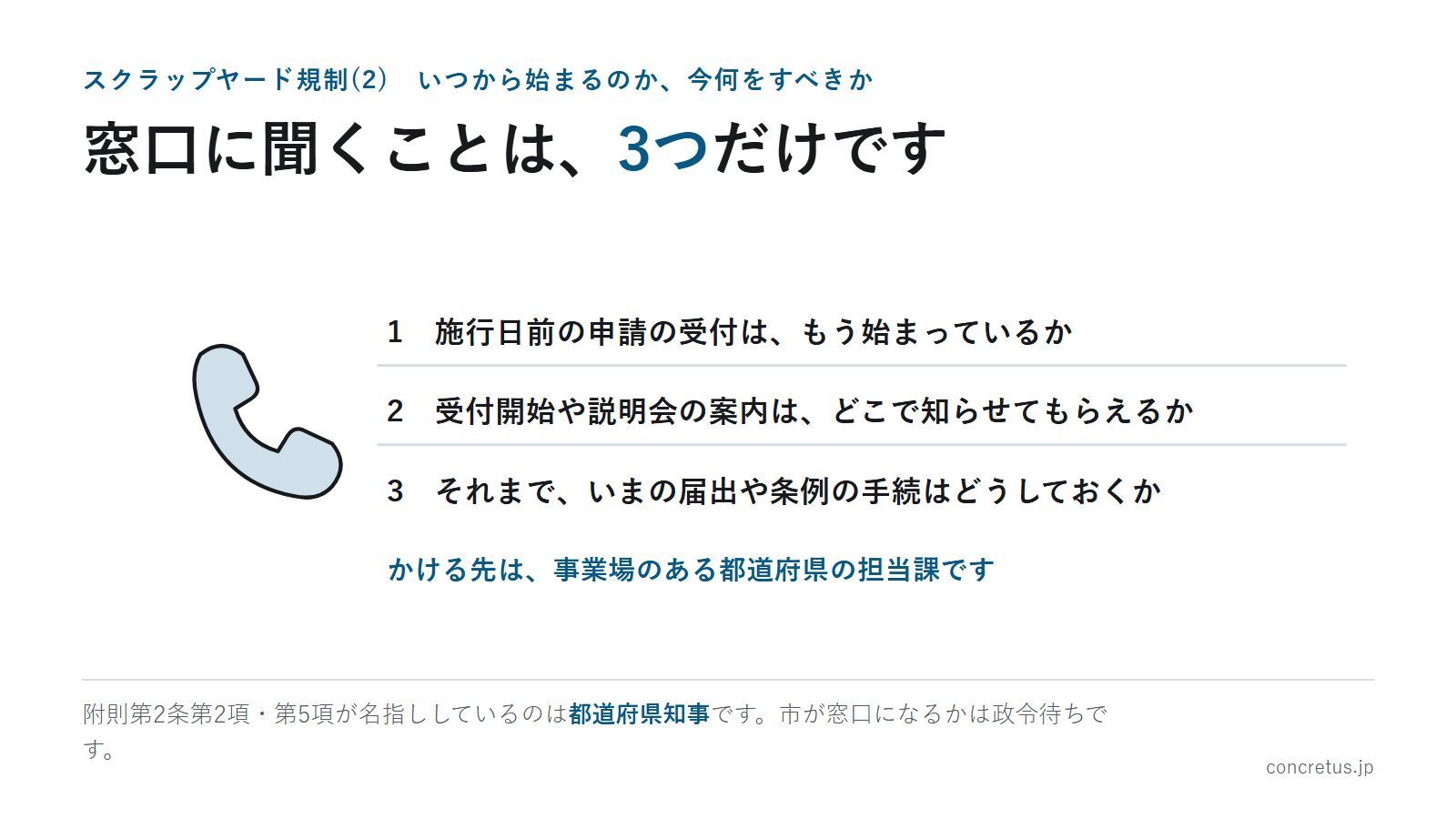 窓口に聞くことは、3つだけです
