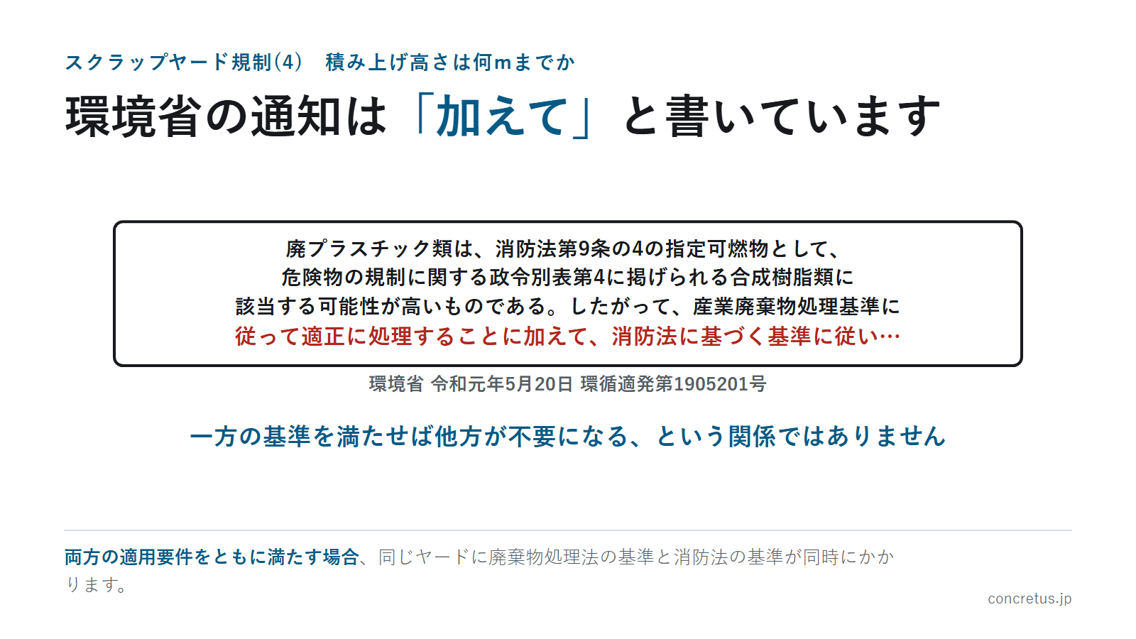 環境省の通知は「加えて」と書いています