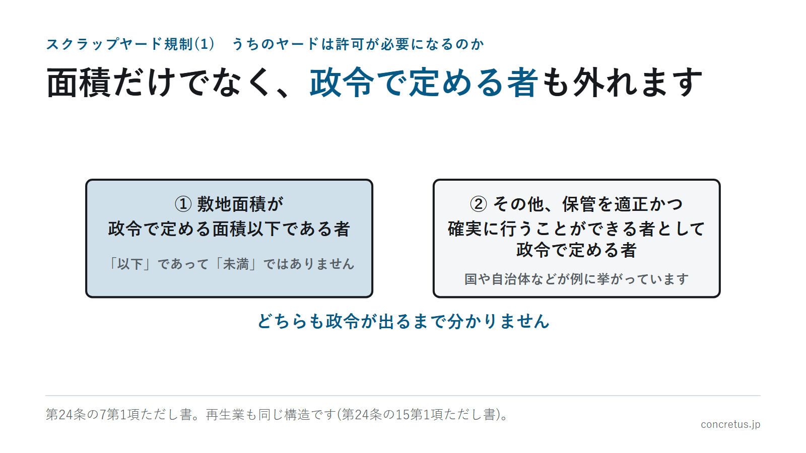 面積だけでなく、政令で定める者も外れます