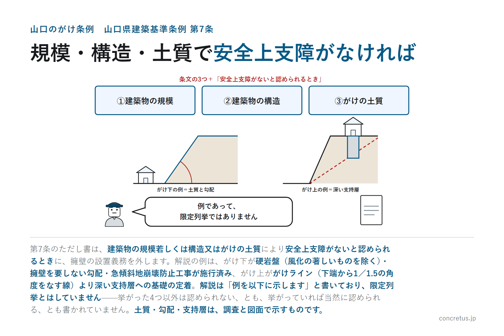 規模・構造・土質で安全上支障がなければ