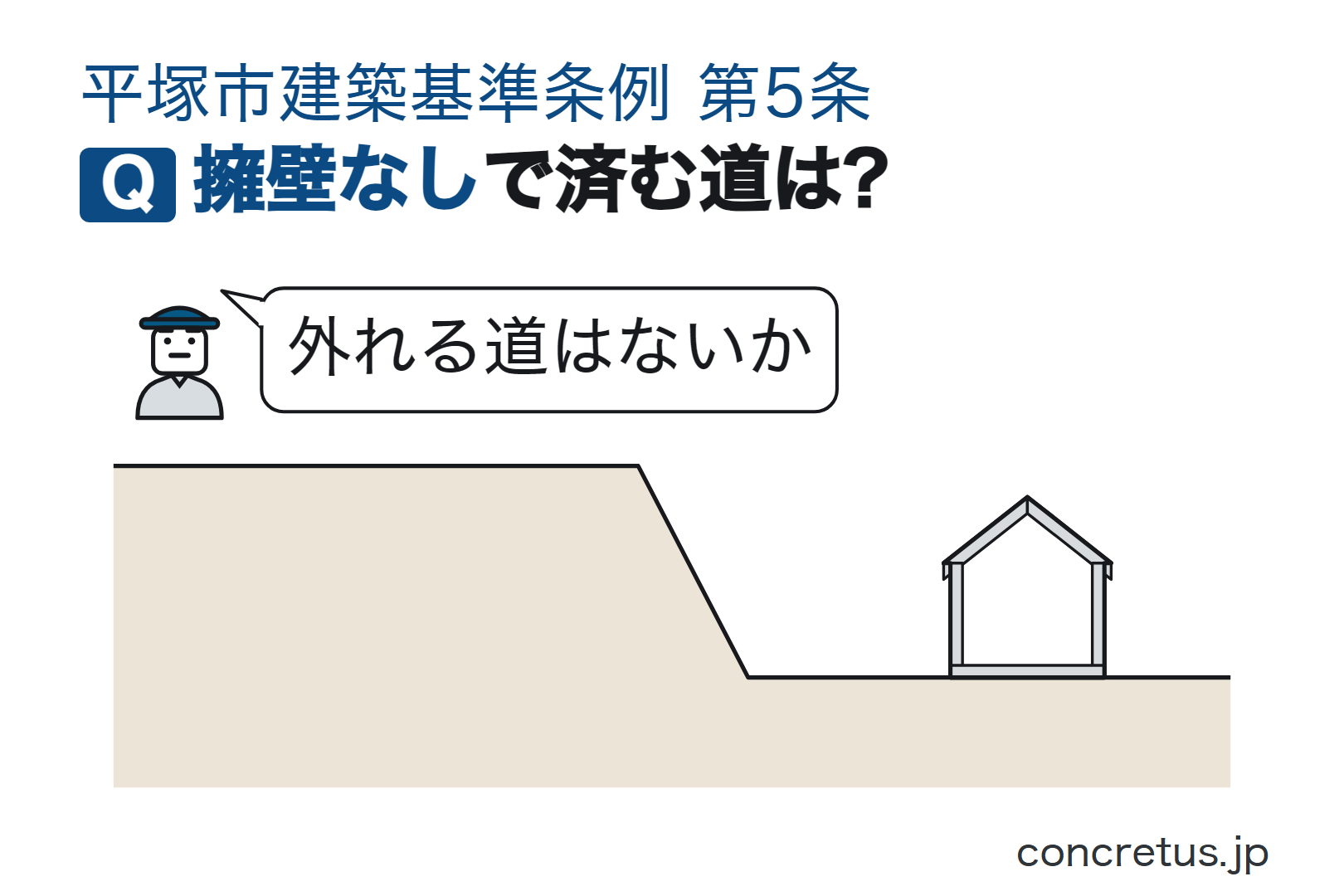 擁壁なしで済む道は?
