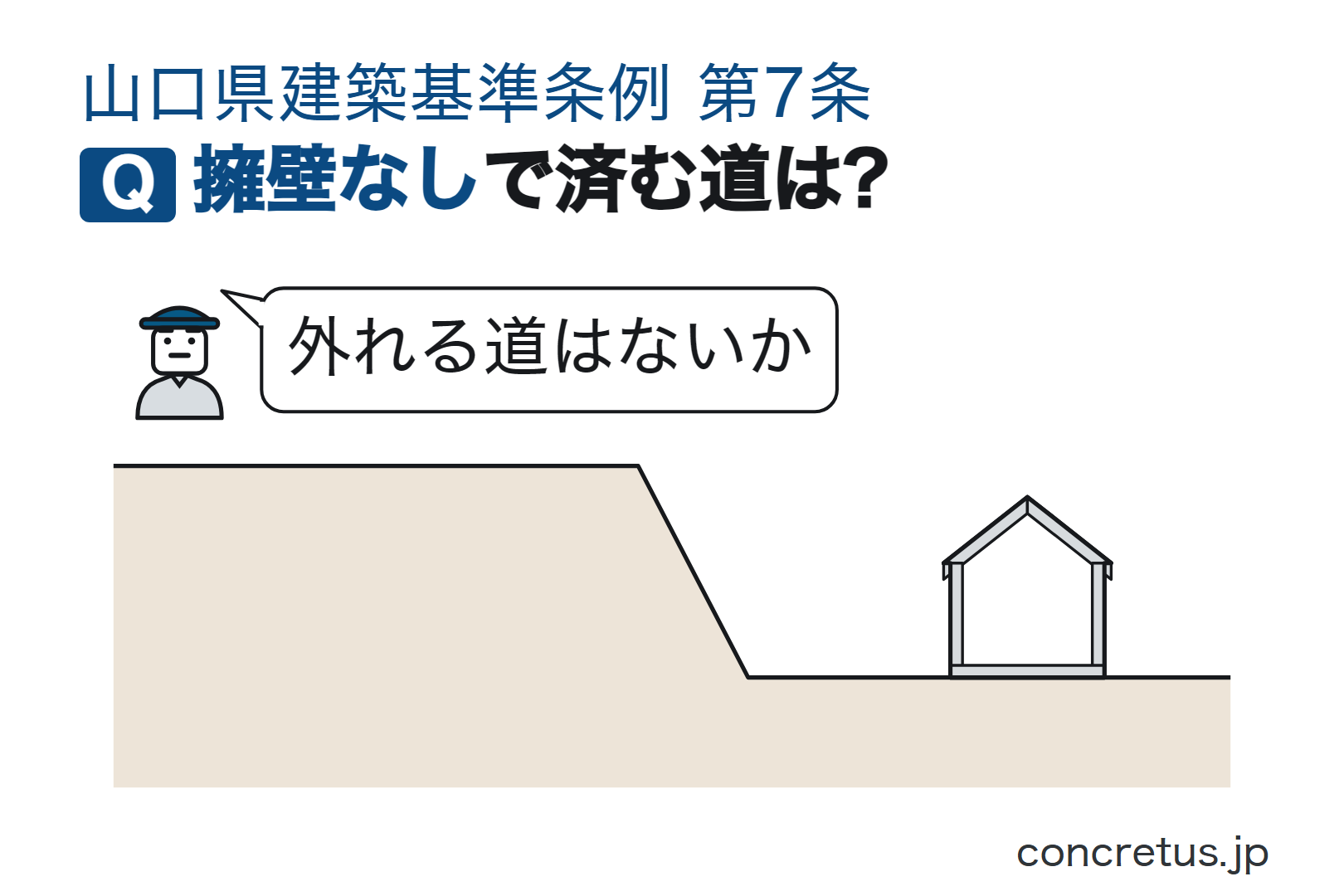 擁壁なしで済む道は?