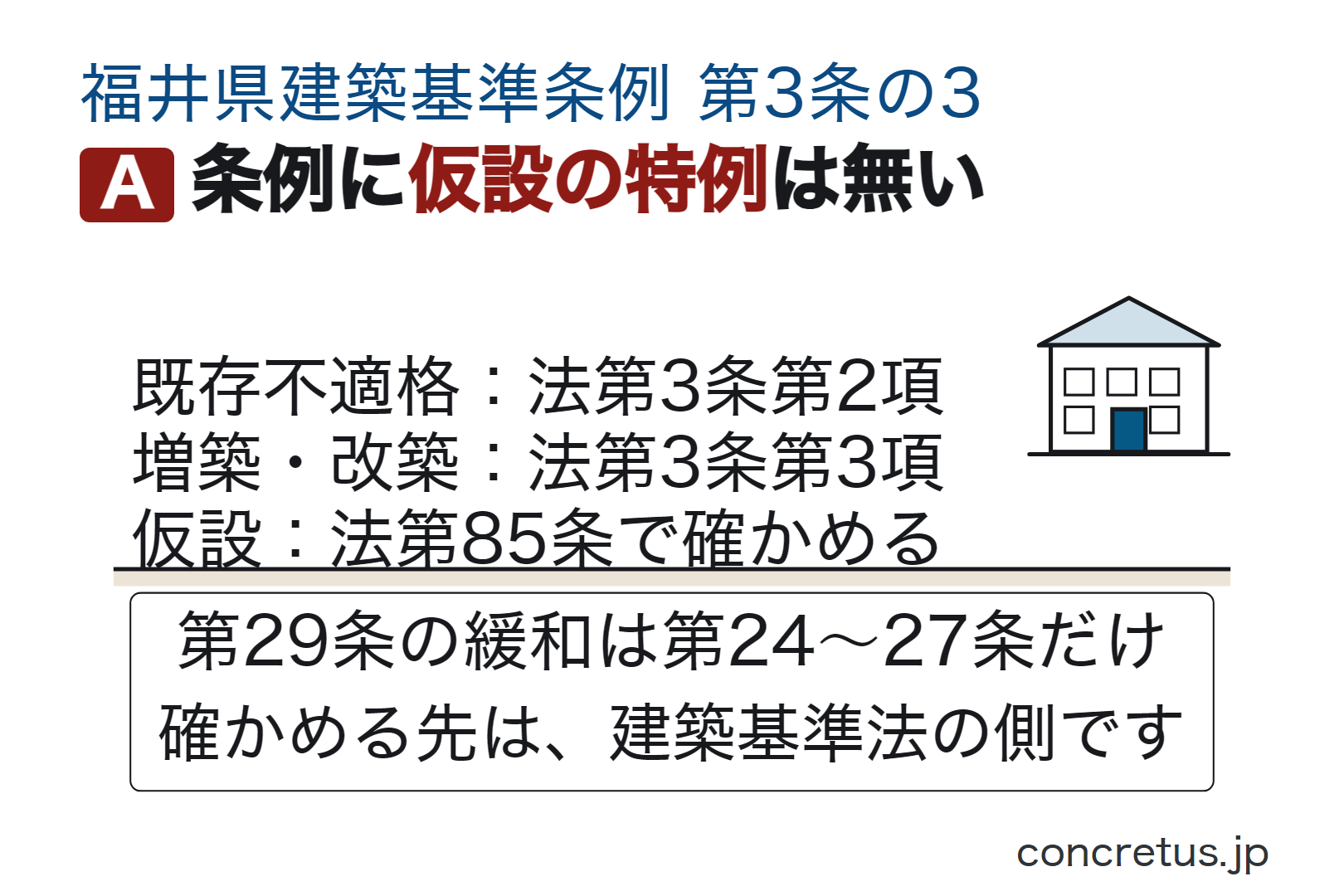 条例に仮設の特例は無い