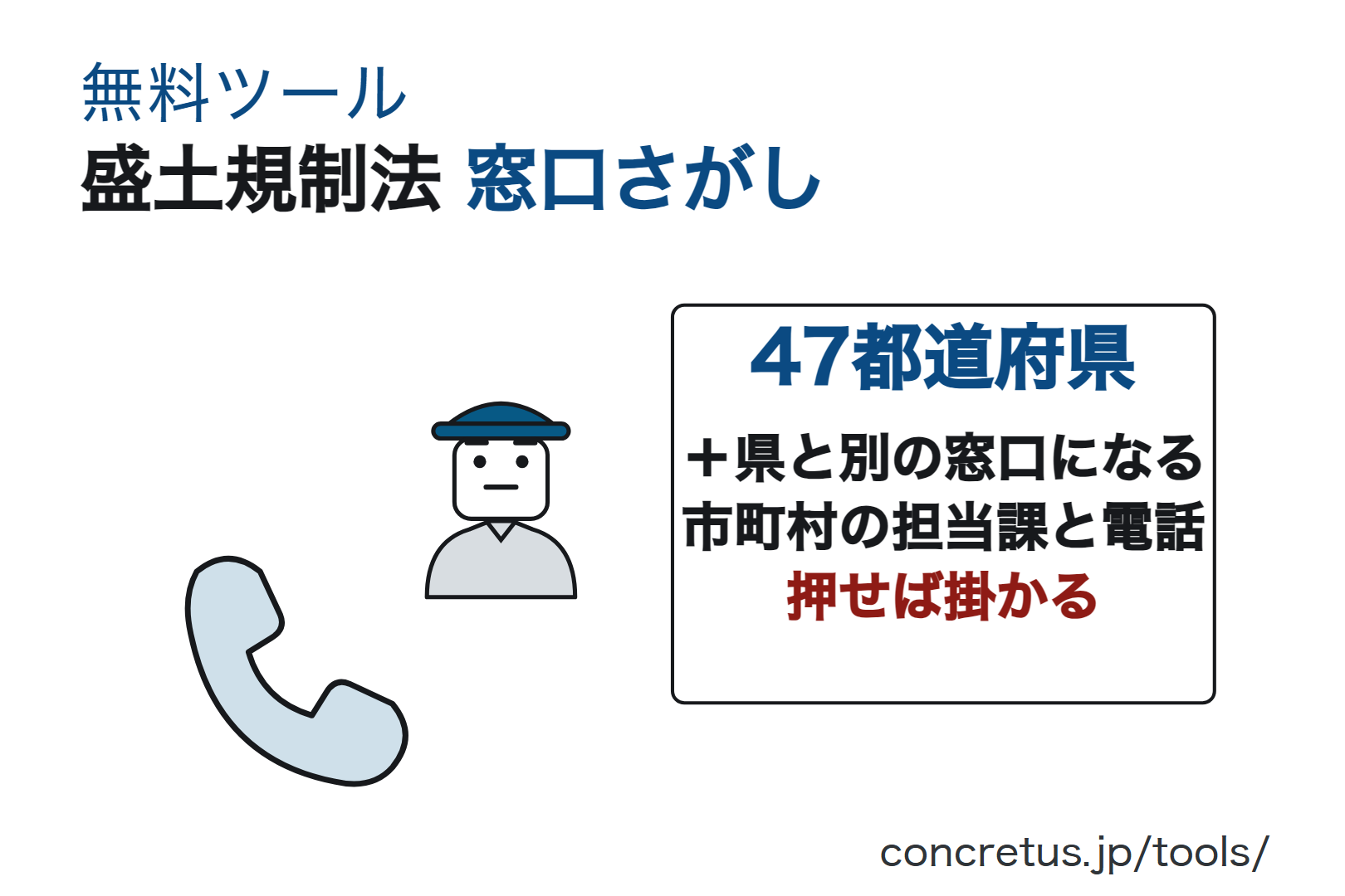 盛土規制法 窓口さがし——47都道府県と市町村の担当課・電話を、県名や市町村名で検索（無料ツール）