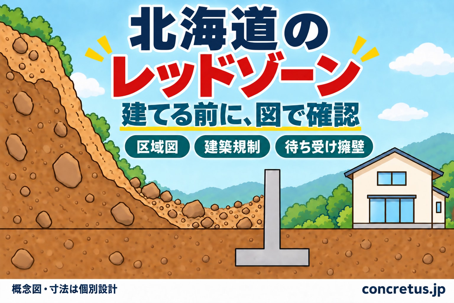 北海道のレッドゾーン（土砂災害特別警戒区域）｜区域図の調べ方・建築の決まり・待ち受け擁壁・補助金・相談先
