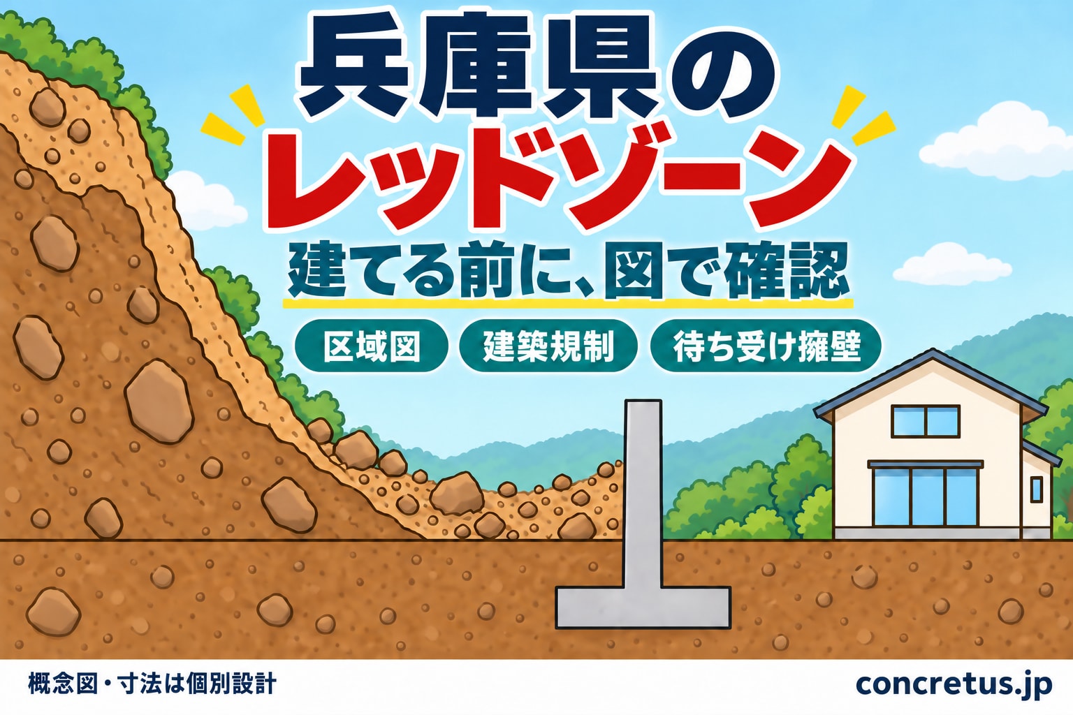 兵庫県のレッドゾーン(土砂災害特別警戒区域)|区域図の調べ方・建築の決まり・待ち受け擁壁・補助金・相談先