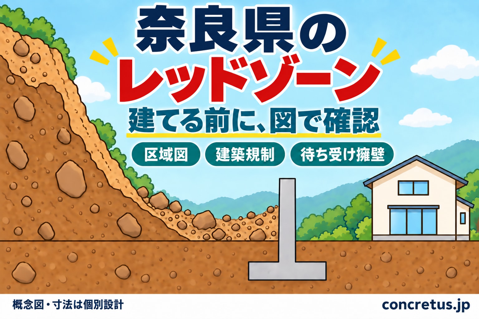 奈良県のレッドゾーン(土砂災害特別警戒区域)|区域図の調べ方・建築の決まり・待ち受け擁壁・補助金・相談先