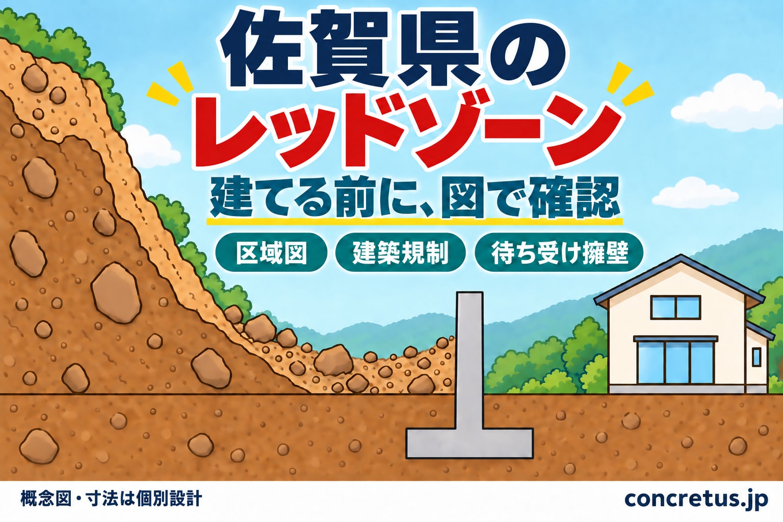 佐賀県のレッドゾーン(土砂災害特別警戒区域)|区域図の調べ方・建築の決まり・待ち受け擁壁・補助金・相談先