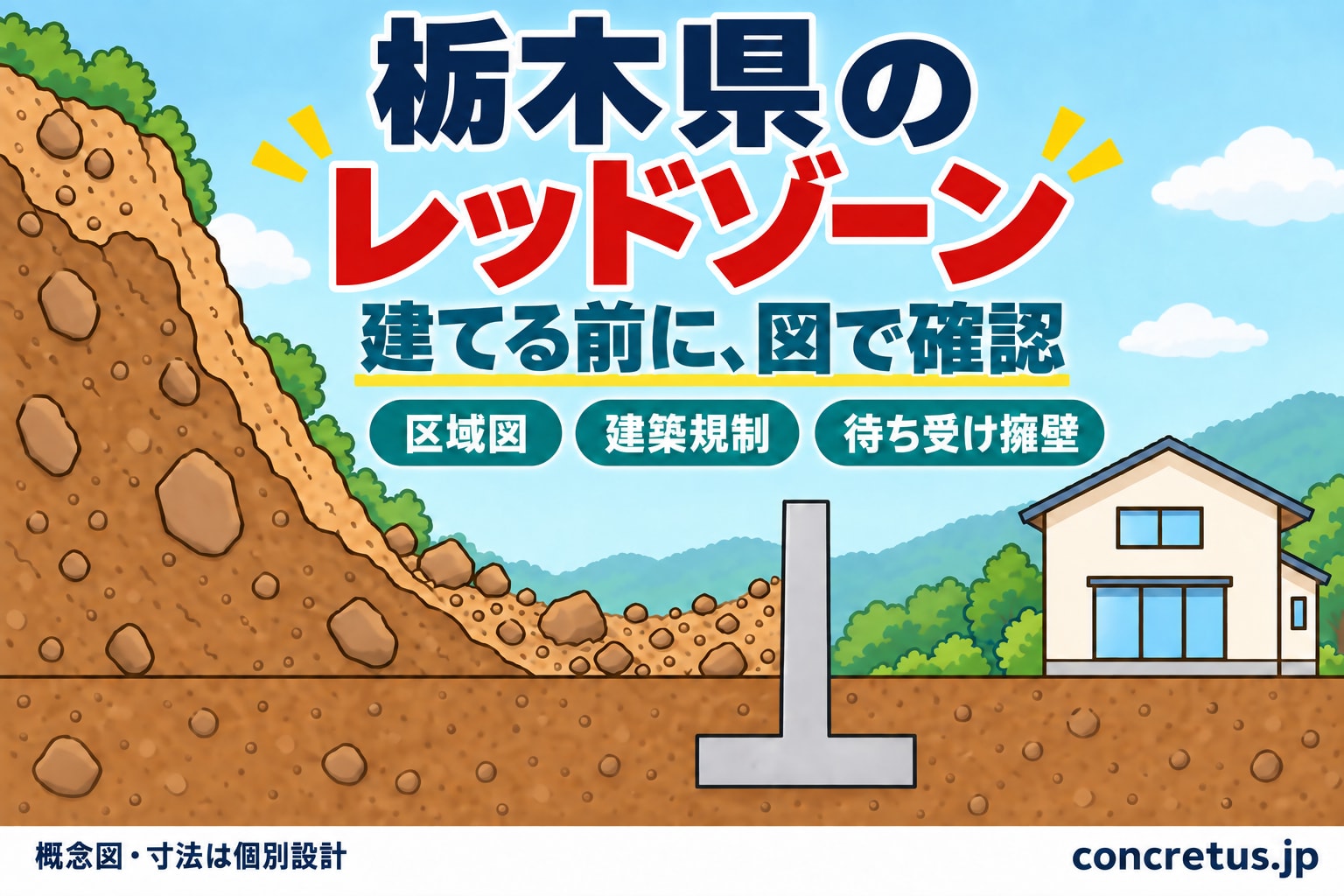 栃木県のレッドゾーン（土砂災害特別警戒区域）｜区域図の調べ方・建築の決まり・待ち受け擁壁・補助金・相談先