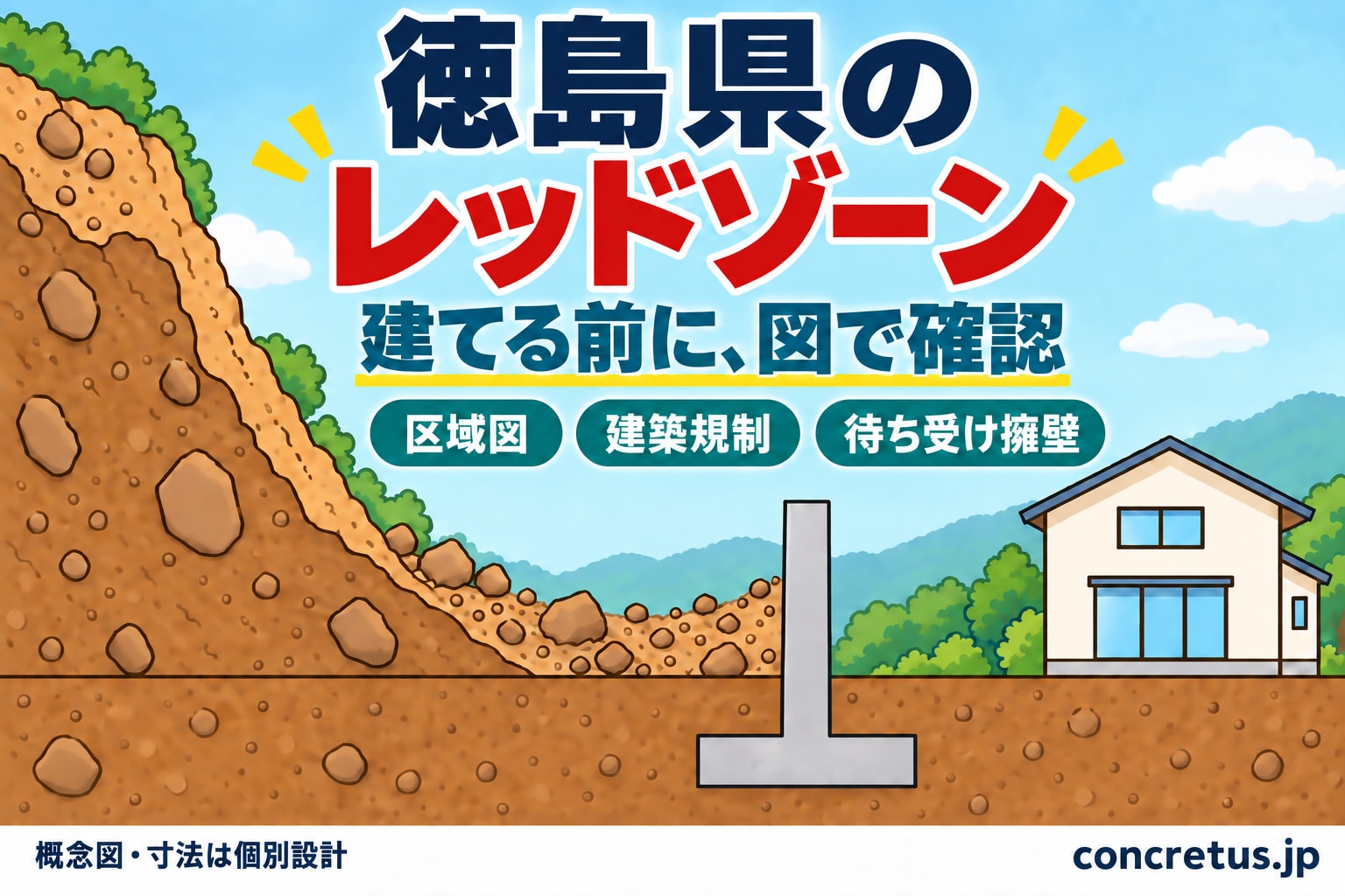徳島県のレッドゾーン(土砂災害特別警戒区域)|区域図の調べ方・建築の決まり・待ち受け擁壁・補助金・相談先