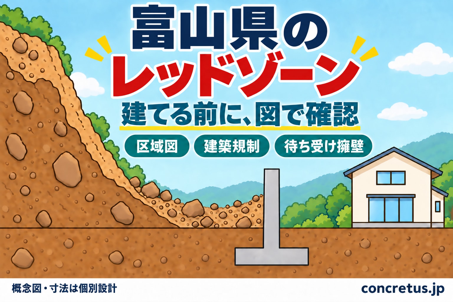 富山県のレッドゾーン(土砂災害特別警戒区域)|区域図の調べ方・建築の決まり・待ち受け擁壁・補助金・相談先