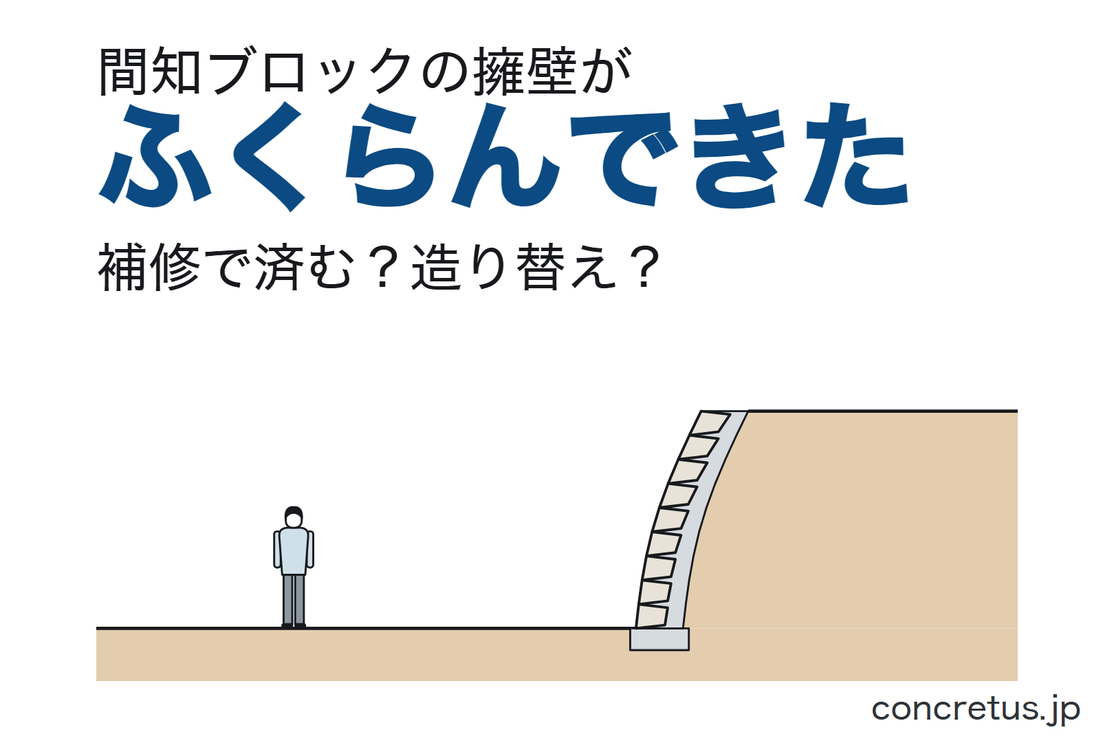 間知ブロックの擁壁がふくらんできた。補修で済む？造り替え？